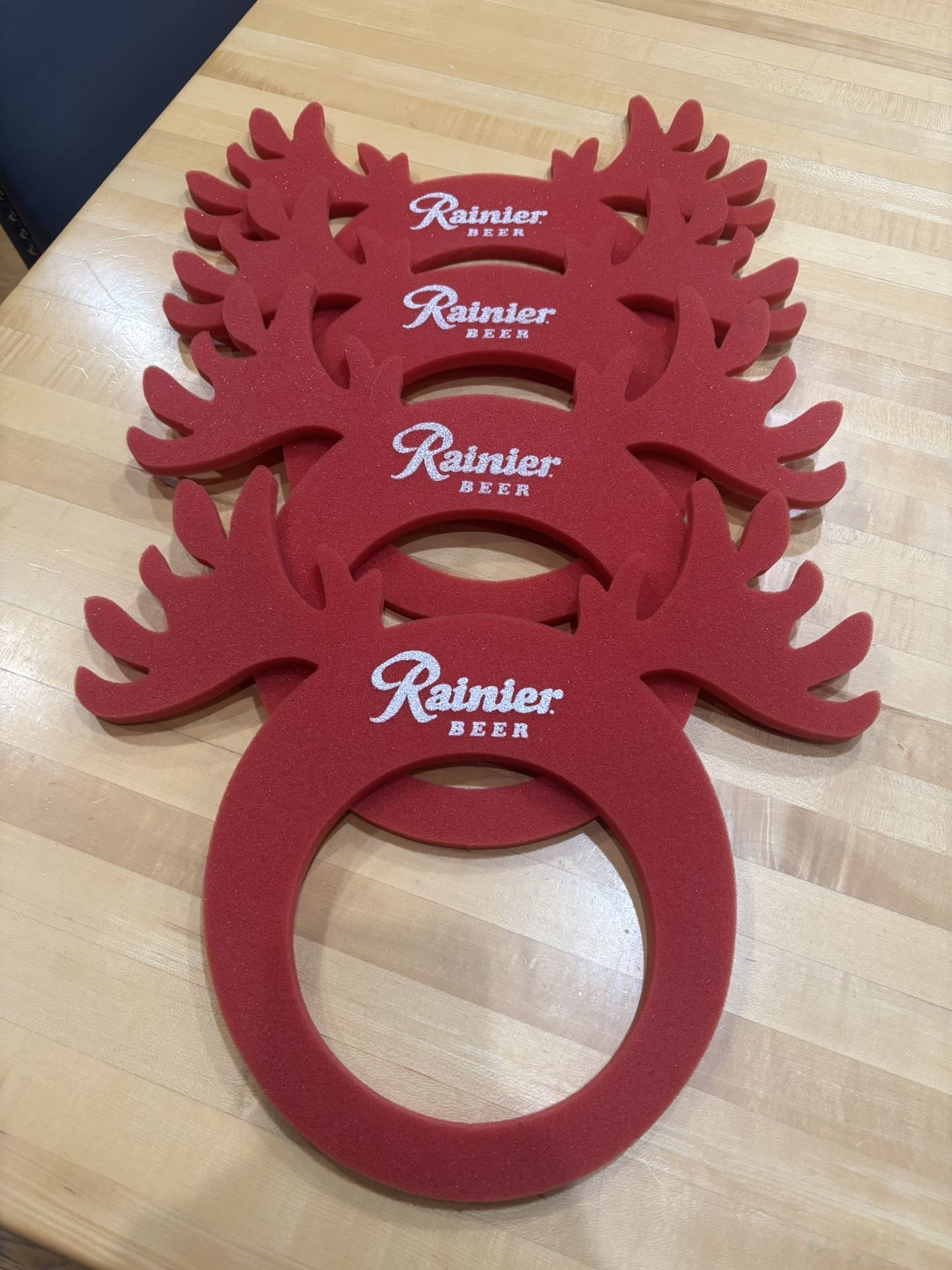 Rainier Beer Foam Reindeer Antler Headbands, Set of 4 for $30