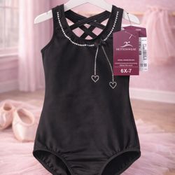 Motionwear Girls Black Ballet Leotard Size 6X/7 New With Tags