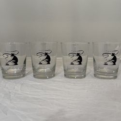 Set of 4 Cowboy Glass Beverage Cup 15 oz