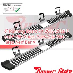 Ford F-150 2015-2026 Running Board 6'' Super Crew Cab Side Step Nerf Bar V