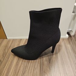 Mia Black Suede Ankle Stilleto Boots