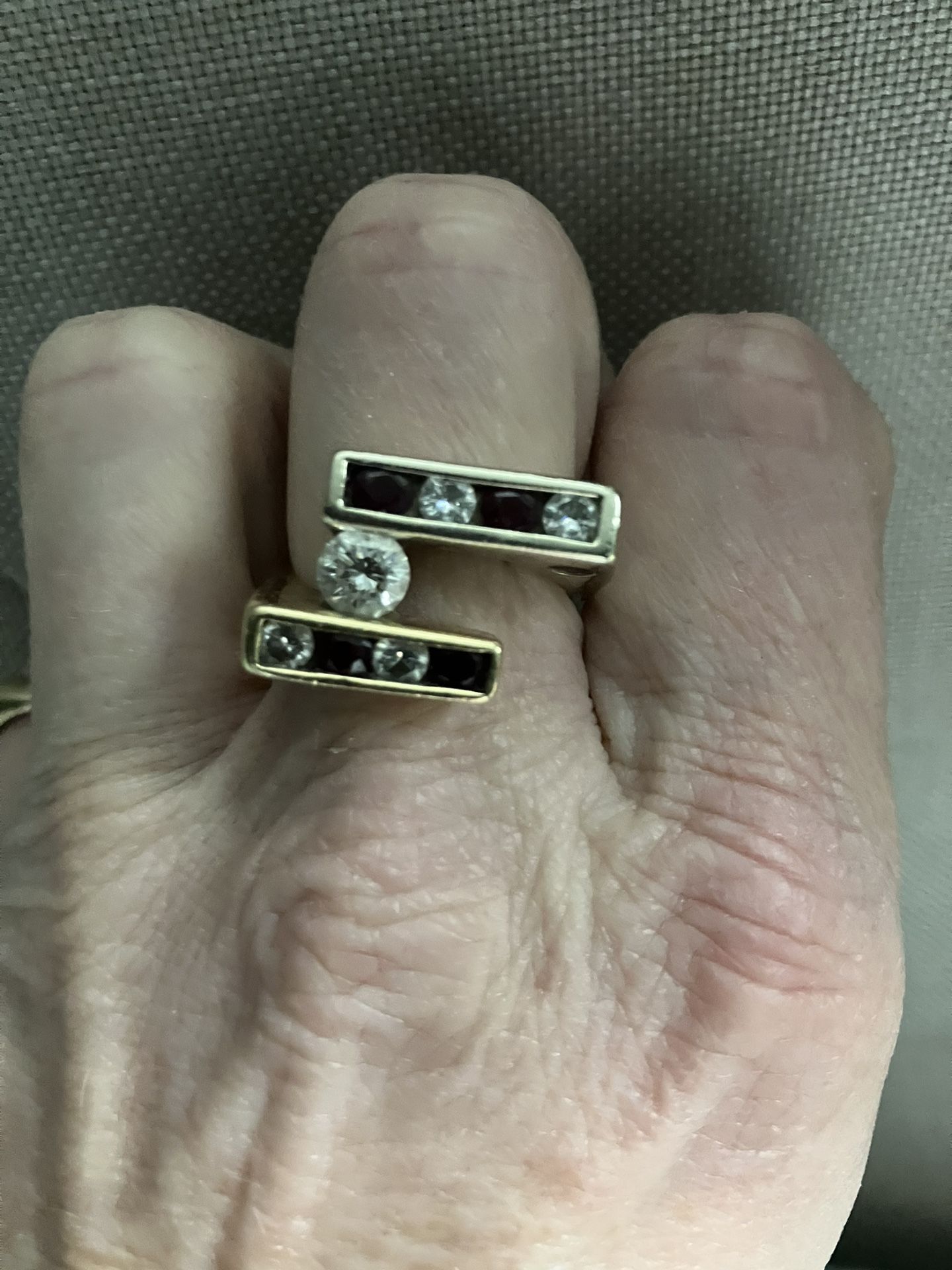 Ruby And Diamond Ring- One Of A Kind-center Stone At .9carats- White And Yellow Gold -initially A 9 & Lost Weight So Now Size 8 But Easily Returned To
