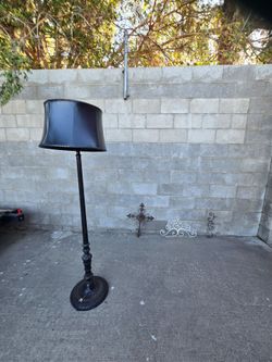 Antique Lamp stand with Leather Shade