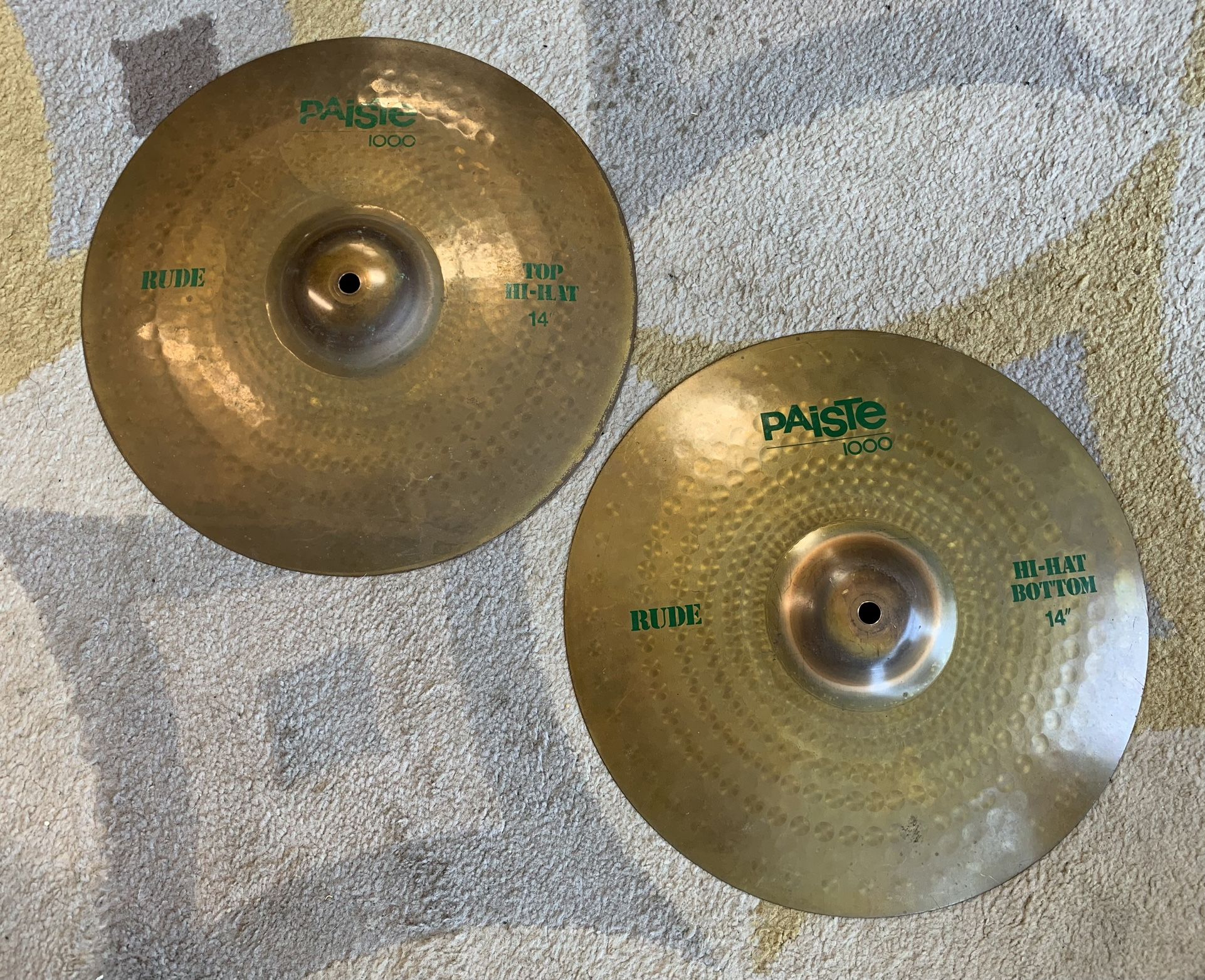 Paiste 1000 Rude Series 14” Hi Hat Drum Cymbals Vintage for Sale in