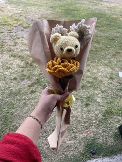 winnie the pooh crochet handmade flower bouquet 