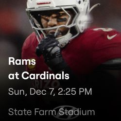 Los Angeles Rams @ Arizona Cardinals 2 Lower Level Aisle Seats Plus Prk Pass