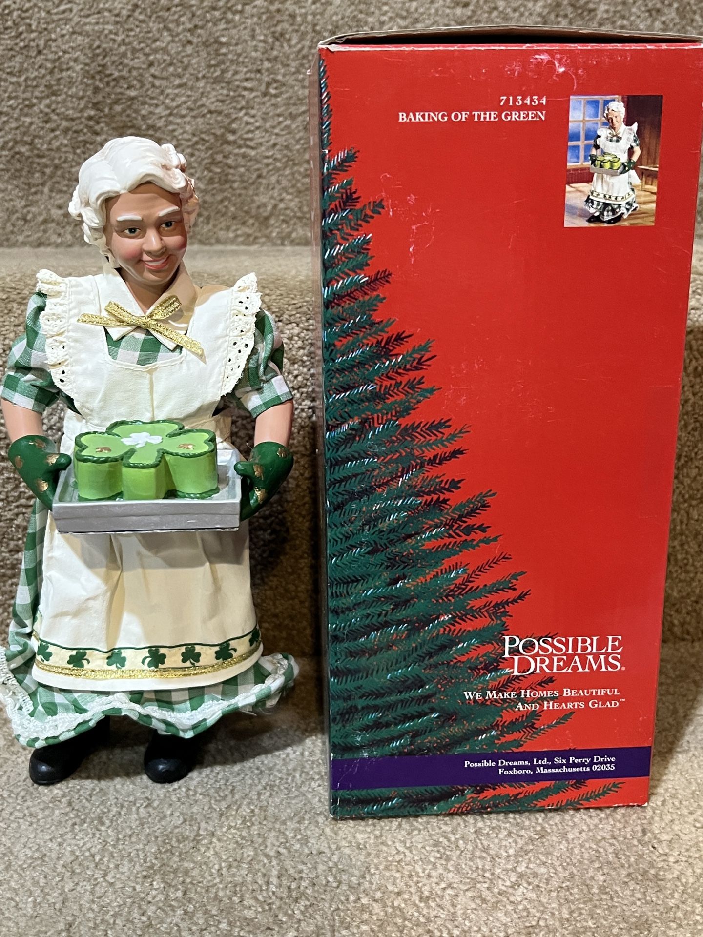 Vtg Clothtique Possible Dreams Irish Mrs. Santa O’Claus cake Figurine Christmas