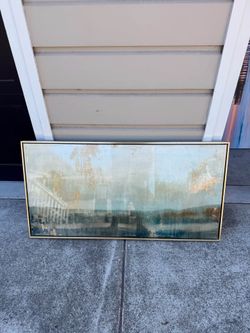 Large Framed Abstract Gold Leaf Wall Art