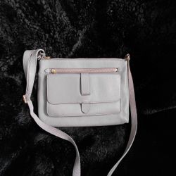 Fossil  Crossbody Handbag Gray Pebbled Leather Purse