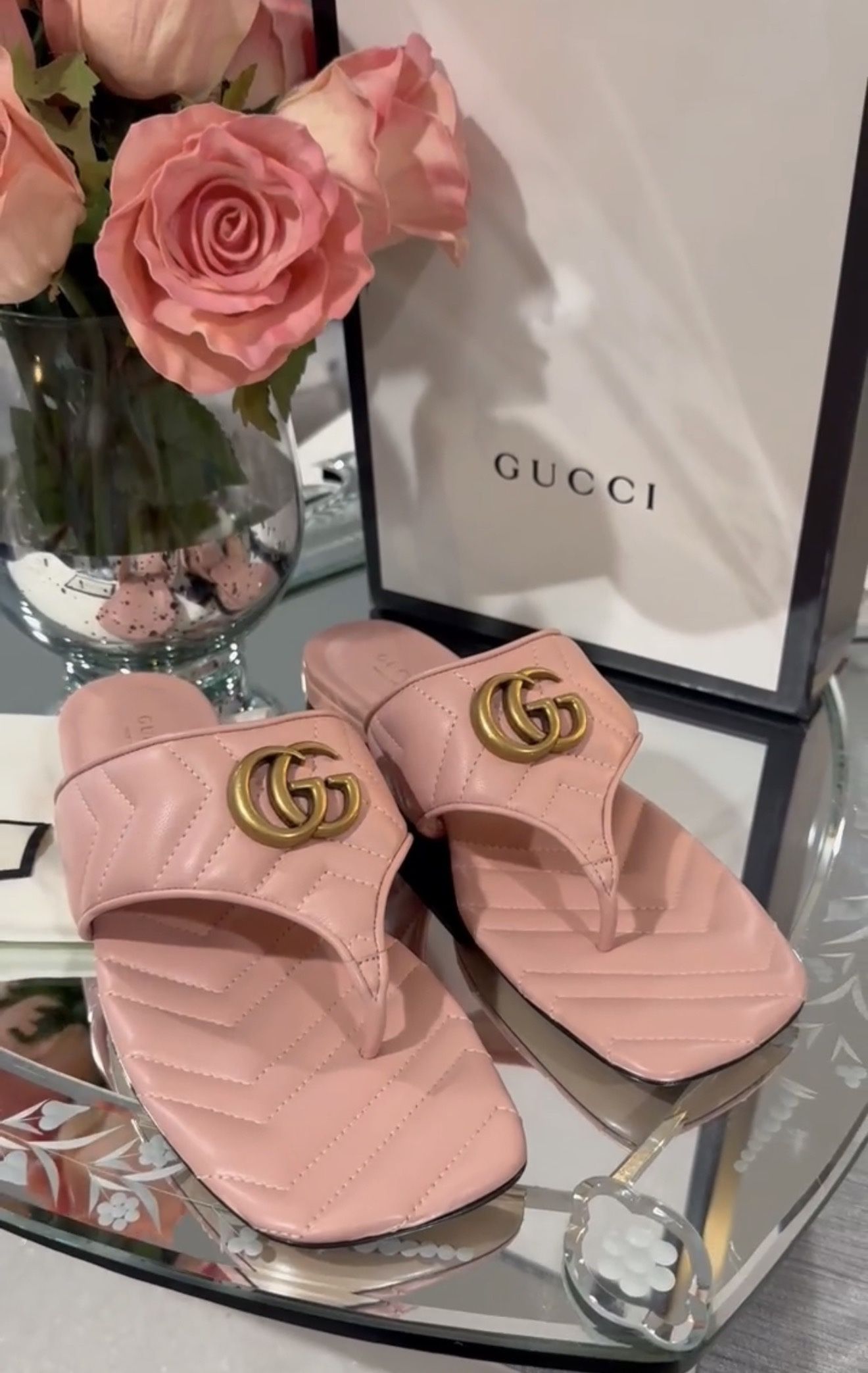 Double G Logo Leather Slides