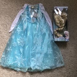 Frozen Elsa Dress, Size 7/8 with A Wig