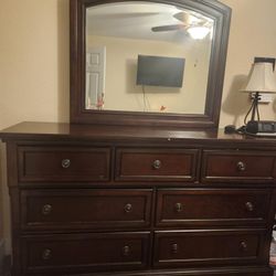 Wood Dresser And Queen Sleigh Bed Set