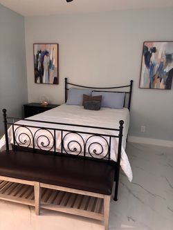 Black Metal Scroll Queen Bed Frame
