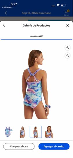 Girls One-Piece Swimsuit Marble Print