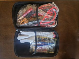 Car Emergency Jumper Cables Kit with Gloves – Red Carrying Case