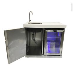 Mont Alpi Beverage Center Cabinet Module W/ Sink & 2.6 Cu. Ft. Outdoor Refrigerator - Stainless Steel 