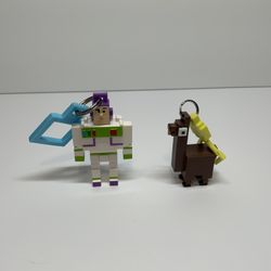 Lot of 2 Crossy Road Collector Clips Toys Disney Buzz Lightyear & Brown Llama