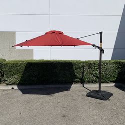 10ft Offset Patio Umbrella Cantilever With Weights 