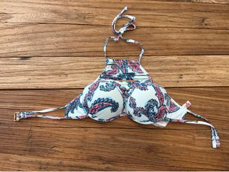 Bikini Lab paisley bikini push up top with cut out neck design Small