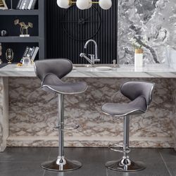 Modern Adjustable Swivel Bar Stools Set of 2