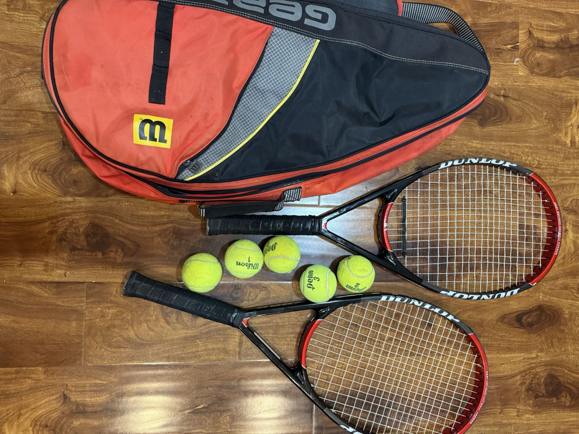Tennis Racket Set – 2 Dunlop Rackets + Wilson Bag + Balls