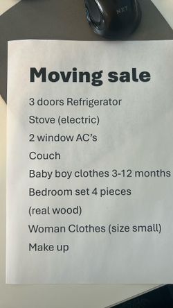 MOVING SALE