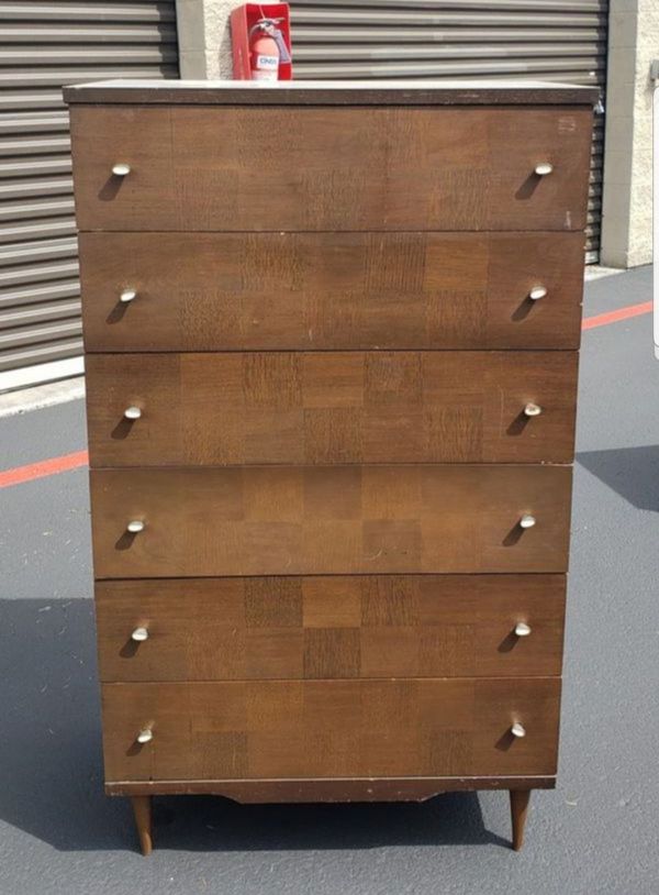 Sandberg Ivory On Walnut Mid Century Dresser 30 Wide 18 Deep 52