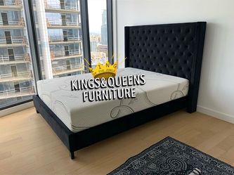 New Queen bed frame with mattress