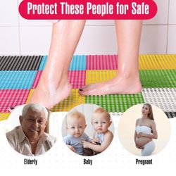 NEW 12 Pcs Drainage Tiles Interlocking Floor Tiles Soft TPE Pool Floor Mat with Drain Holes Non Slip Drainage Mat Vented Floor Mats for Kitchen Bathro