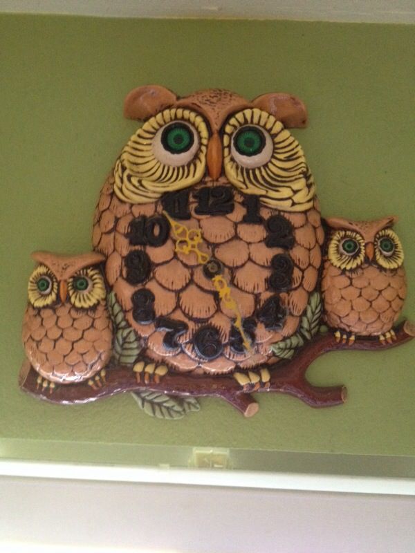 Vintage 60's-70's Owl Wall Clock! Works!