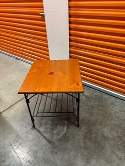 Wood Top Metal Frame Side Table