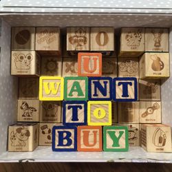 Wooden Blocks In Decorative Storage Box