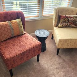 Beautiful, accent chairs set of two. Barely used just like new with decorative pillows.