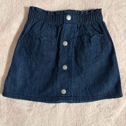 Girls Denim Skirt with Heart Pockets
