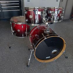 PDP Concept Series 4-Piece Birch Drums Drum Shell Pack, Cherry to Black Fade w/Chrome Hardware; 8x10, 9x12, 12x14, 16x20