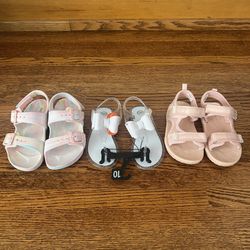 3 pair toddler sandal lot size 10 Cat & Jack, Wonder Nation, Osh Kosh B’Gosh