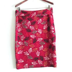 LuLaRoe Cassie Red Fall Leaves Skirt Size Small