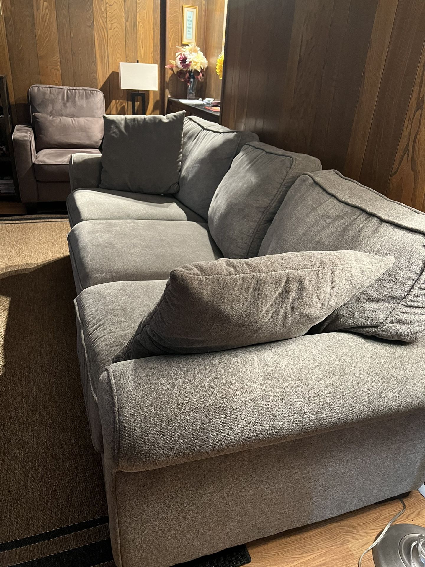 4 Items - Excellent Condition 3 Seater Macy Sofa Fabric, 2 Single Seater Sofa And A Coffee Table