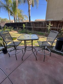 Two High Chairs And High Table For Patio