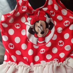 Disney Baby Red Polka Dots Minnie Mouse Swimsuit Bodysuit Girls Sz 24 M