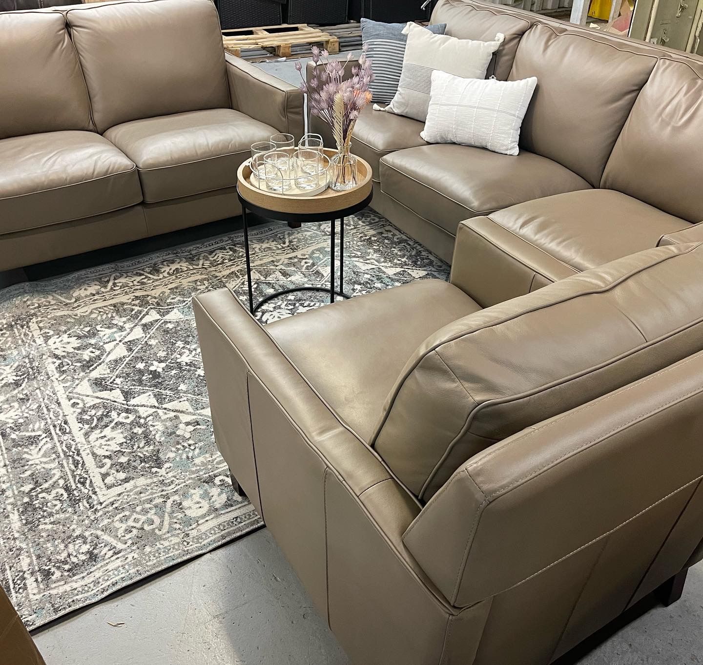 Beautiful Leather Sofa Loveseat And Chair New