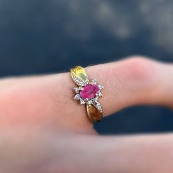 Jewelry 10k solid yellow gold quartz rose   0.5CTW ring sz 5.00