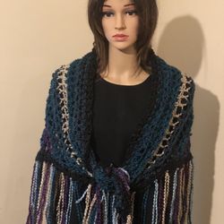 Plus Size Beautiful Wrap Shawl Teal Blue Black Light Blue Beige Purple  Size L-X