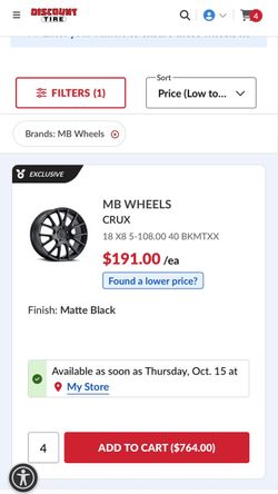MB Wheels 18” Crux Matte Black 5x108