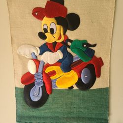 Vintage Rare Wall Art , silk embroidery  Disney inspired, one of A kind 31"×22"  #1