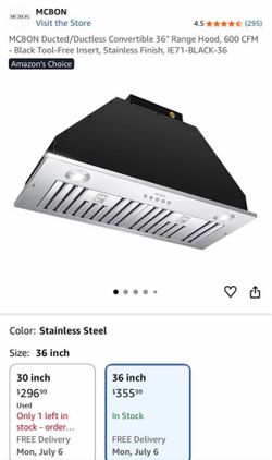 New 36” Stainless Steel Range Hood