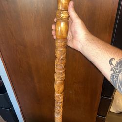 Tiki Cane Hand Carved Maui 2008