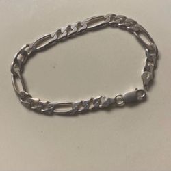 Silver Figaro Chain Bracelet New 8 Inch 6mm 925 Mens