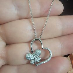 Heart And Butterfly  Necklace 