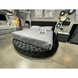 Black queen size round bed frame